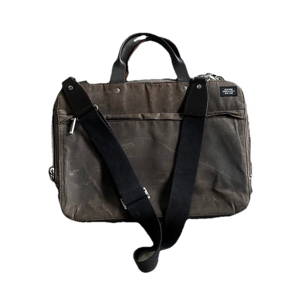Jack Spade X Halley Stevenson Waxed Canvas Messenger  Bag Laptop Briefcase Brown